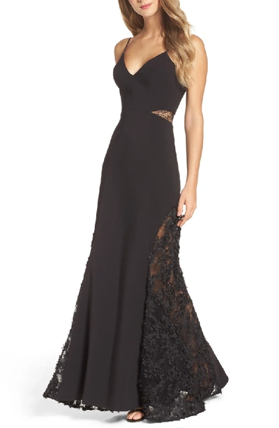Shop Maria Bianca Nero Shannon Lace Inset Gown In Black