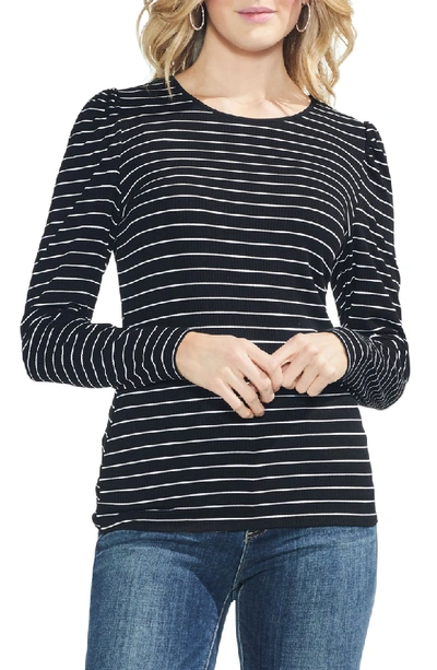 Shop Vince Camuto Ribbed Stripe Top In Rich Black