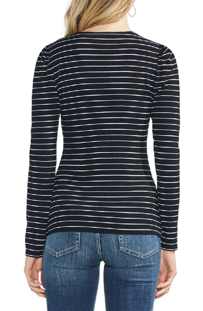 Shop Vince Camuto Ribbed Stripe Top In Rich Black