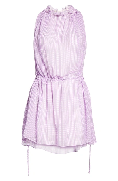 Shop Lela Rose Plaid Silk Chiffon Ruched Top In Orchid