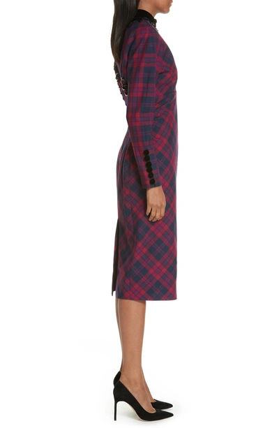 Shop Marc Jacobs Embellished Plaid Dress In Deep Fuchsia Multi