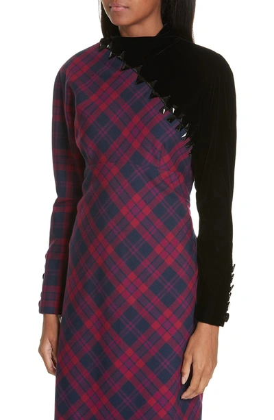 Shop Marc Jacobs Embellished Plaid Dress In Deep Fuchsia Multi