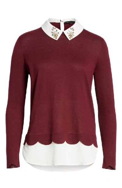 Shop Ted Baker Suzaine Layered Sweater In Maroon