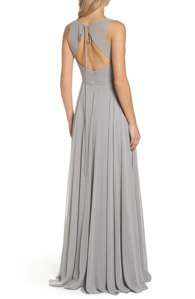 Shop Jenny Yoo Elizabeth Chiffon Gown In Mineral