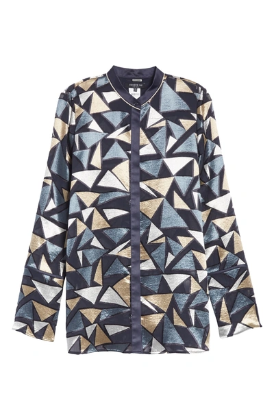 Shop Lafayette 148 Desra Geometric Burnout Blouse In Ink Multi