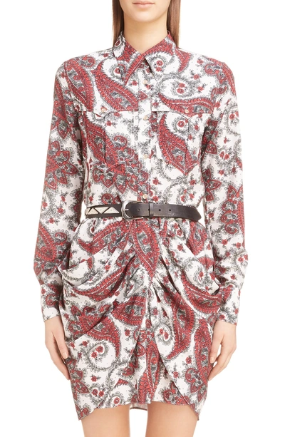 Shop Isabel Marant Tania Techno Paisley Shirt In White/ Red