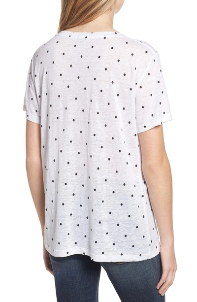 Shop Rails Cara V-neck Slub Knit Tee In White Black Polka Dots