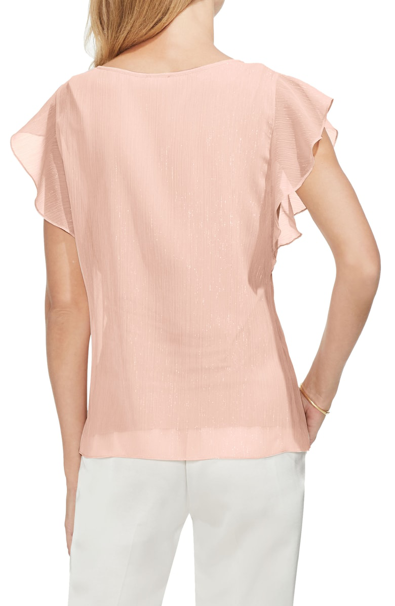 vince camuto long sleeve ruffle lurex top