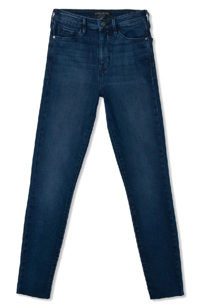 Shop Sanctuary Social High Rise Raw Hem Skinny Ankle Jeans In Stockholm Blue