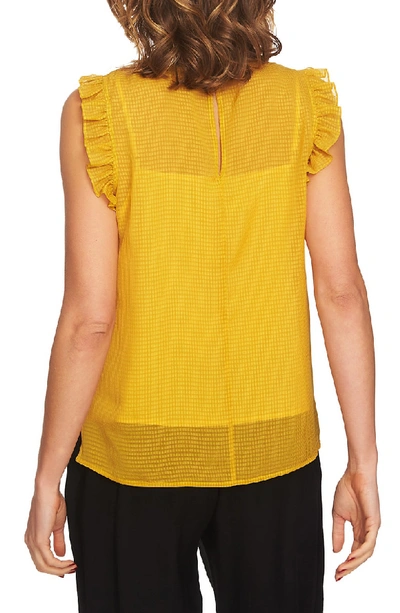 Shop 1.state Ruffle Detail Textured Sheer Check Blouse In Honey Pot
