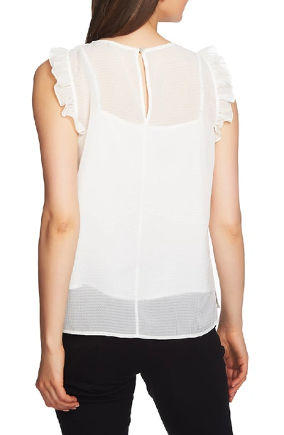 Shop 1.state Ruffle Detail Textured Sheer Check Blouse In Soft Ecru