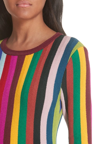 Shop Milly Vertical Stripe Body-con Dress In Rainbow Multi