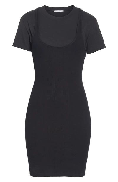 Shop Alexander Wang T Variegated Compact Jersey Dress In Black