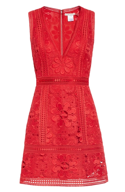 Shop Alice And Olivia Zula Lace Minidress In Ruby