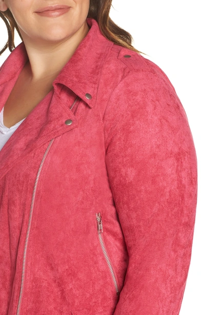 Shop Glamorous Faux Suede Biker Jacket In Hot Pink