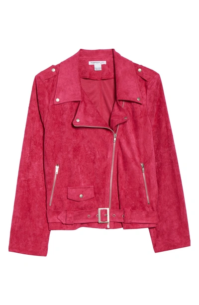 Shop Glamorous Faux Suede Biker Jacket In Hot Pink