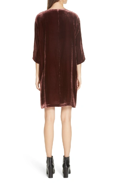 Shop Eileen Fisher Velvet Shift Dress In Dark Monterey