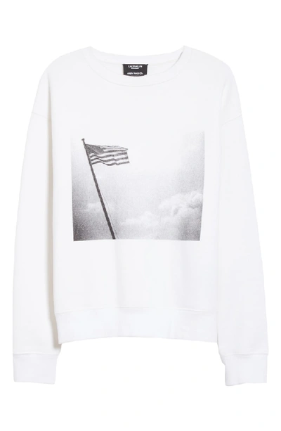 Shop Calvin Klein 205w39nyc X Andy Warhol Foundation American Flag Graphic Sweatshirt In White Black