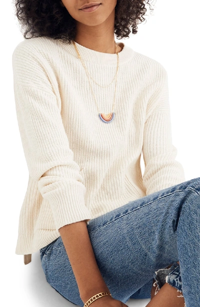 Madewell Patch Pocket Pullover Sweater In Bright Ivory | ModeSens