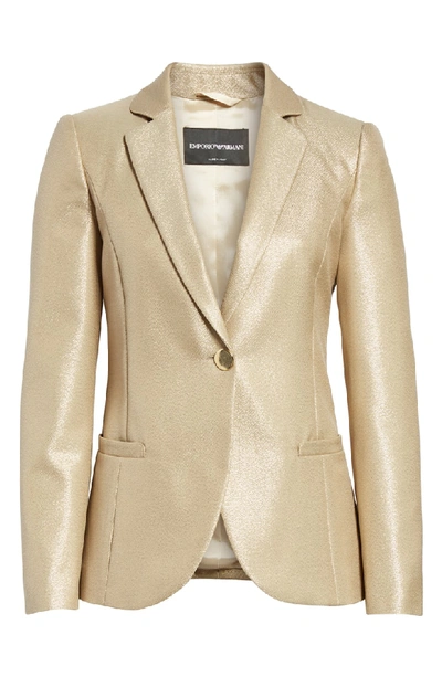 Shop Emporio Armani Metallic One Button Jacket In Gold