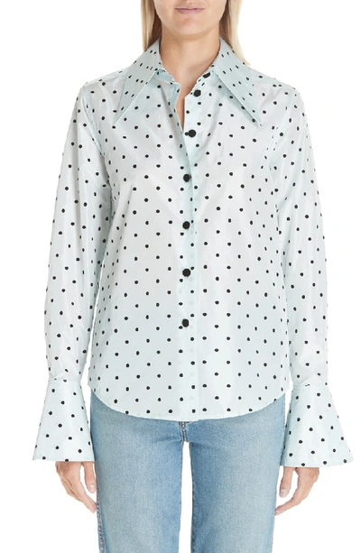 Shop Marc Jacobs Dot Print Silk Shirt In Light Blue