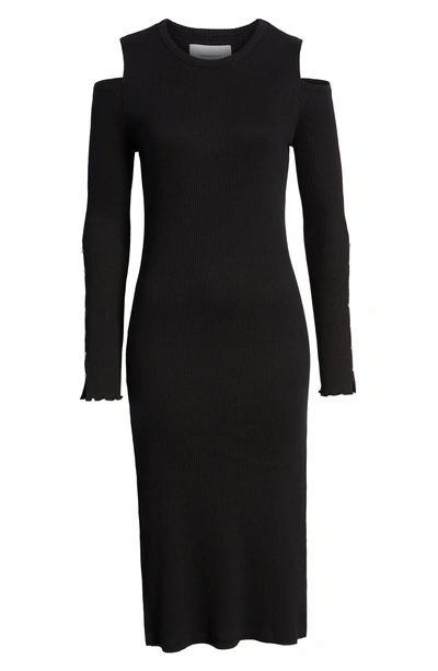 Shop Current Elliott The Going Steady Cold Shoulder Dress In Caviar