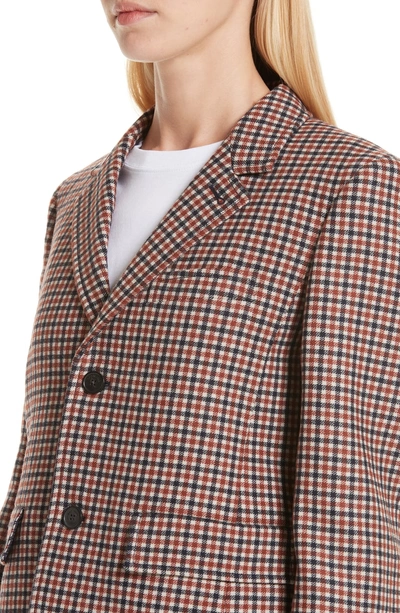 Shop Balenciaga Check Stretch Wool Blazer In 6564-brown/ Navy