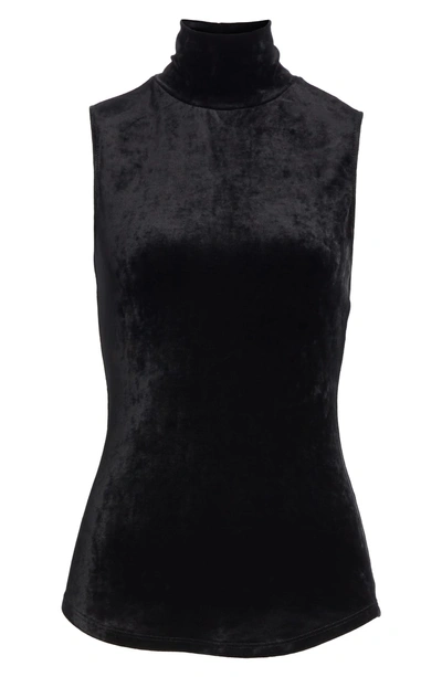 Shop Theory Velour Turtleneck Top In Black