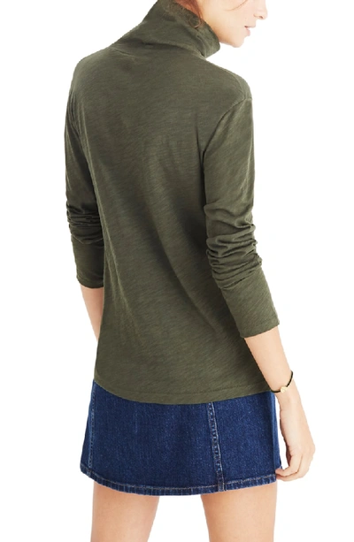 Shop Madewell Whisper Cotton Turtleneck Top In Forest Moss