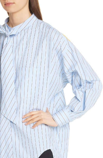 Shop Balenciaga Back Logo Stripe Shirt In Blue