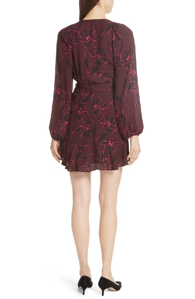 Shop A.l.c Embry Print Silk Wrap Dress In Bourdeaux/ Black