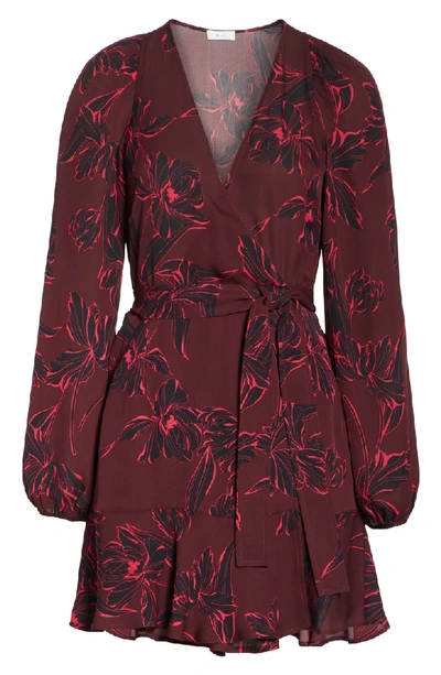 Shop A.l.c Embry Print Silk Wrap Dress In Bourdeaux/ Black