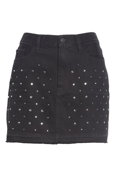 Shop Frame Le Mini Embellished Denim Skirt In Silver Nitrate