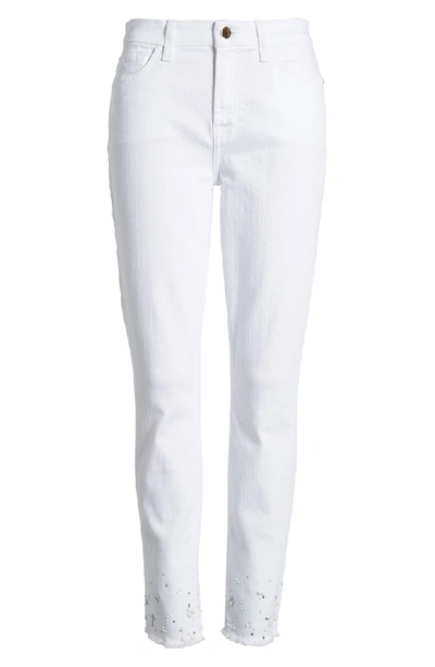 Shop Jen7 Crystal Hem Ankle Skinny Jeans In White