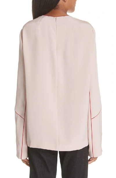 Shop Stella Mccartney Contrast Stitch Silk Blouse In Cameo-rose