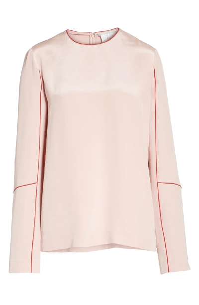 Shop Stella Mccartney Contrast Stitch Silk Blouse In Cameo-rose