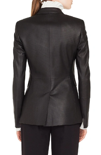 Shop Akris Punto Perforated Leather Blazer In Black