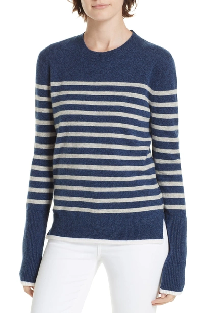 Shop La Ligne Aaa Lean Lines Cashmere Sweater In Blue Marle/ Grey Marle/ Cream