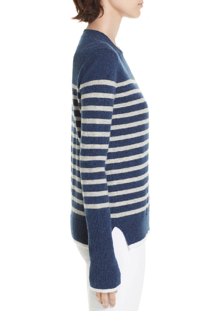 Shop La Ligne Aaa Lean Lines Cashmere Sweater In Blue Marle/ Grey Marle/ Cream