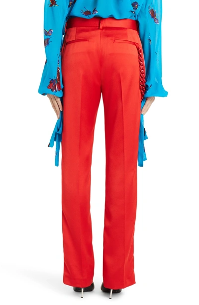 Shop Msgm Chain Detail Trousers In Red