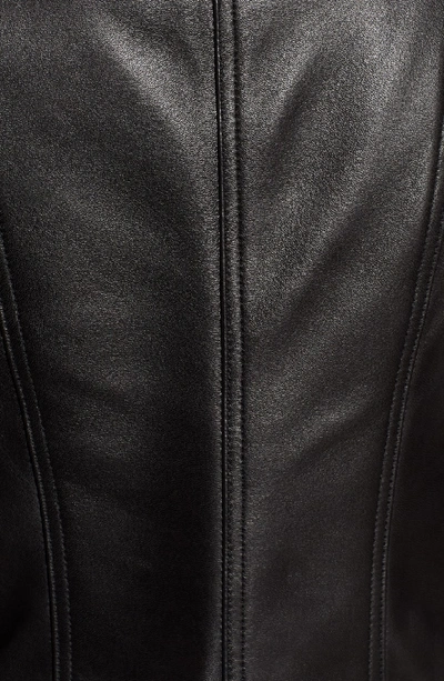 Shop Badgley Mischka Gia Leather Biker Jacket In Black