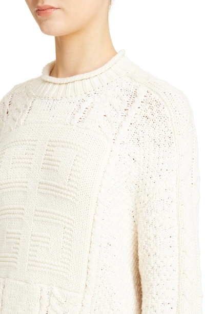 Shop Givenchy Cable Knit Wool & Cashmere Sweater In White/ Ecru