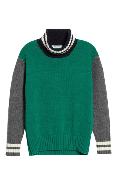 Shop Daughter Fintra Colorblock Wool Tunic Sweater In Green/ Navy
