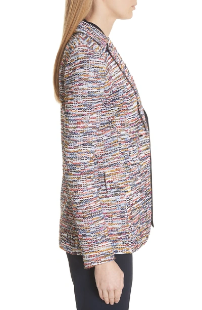 Shop St John Vertical Fringe Multi Tweed Knit Jacket In Sienna Multi