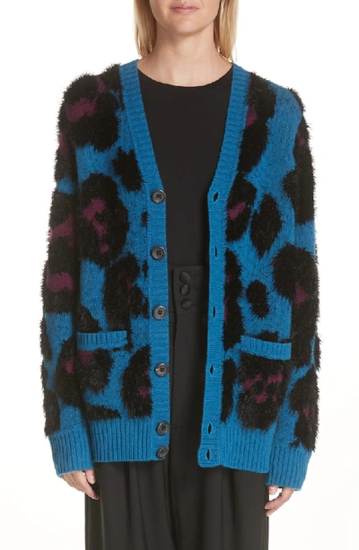 Shop Marc Jacobs Leopard Print Cardigan In Teal Multi