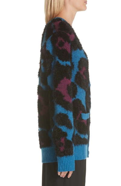 Shop Marc Jacobs Leopard Print Cardigan In Teal Multi