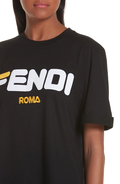 Shop Fendi Mania Oversize Cotton Tee In Black