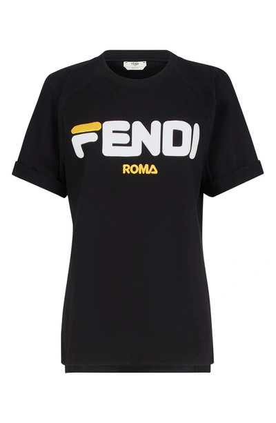 Shop Fendi Mania Oversize Cotton Tee In Black