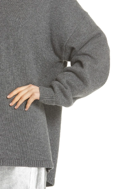 Shop Tibi Turtleneck High/low Cashmere Sweater In Dark Heather Grey