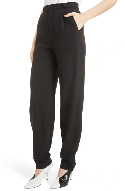 Shop Givenchy Button Detail Wool Trousers In Black